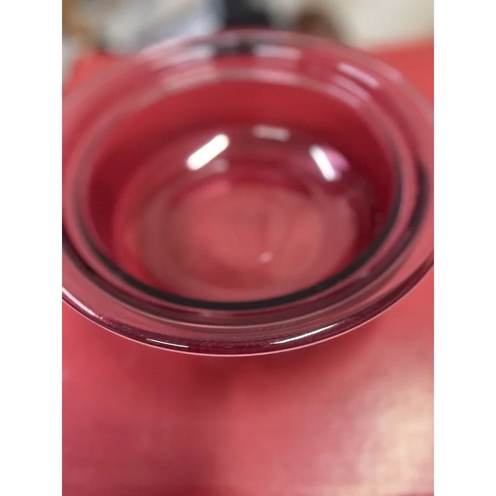 Set Of 2 CORNING WARE VISION CRANBERRY‎ OPEN 1 QUART, 24oz Casserole Dishes